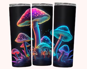 Neon Glow Mushroom 20Oz Skinny Tumbler