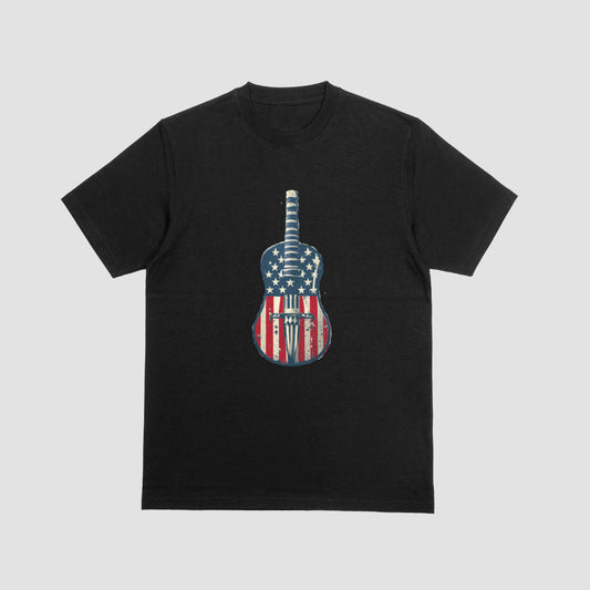 American Flag Guitar Tshirt