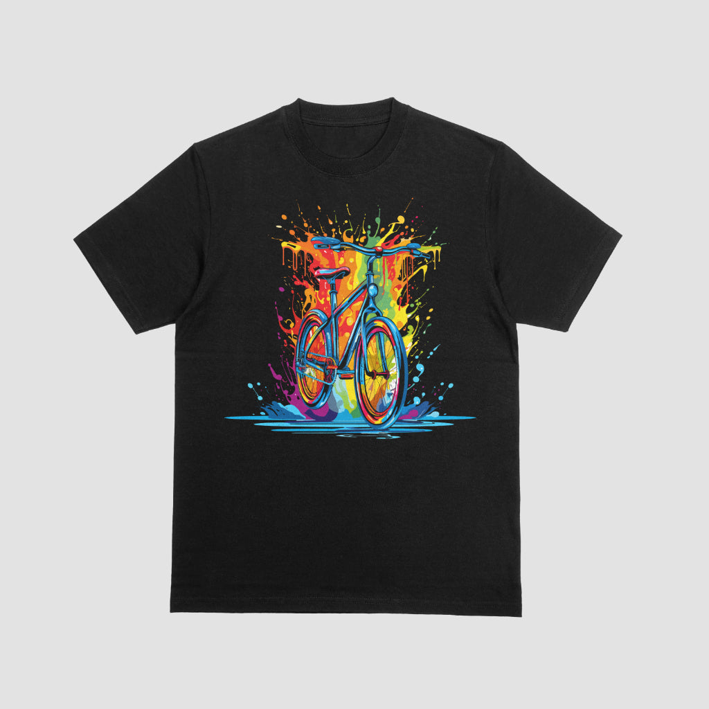 Watercolor Bike Black Kids Tshirt