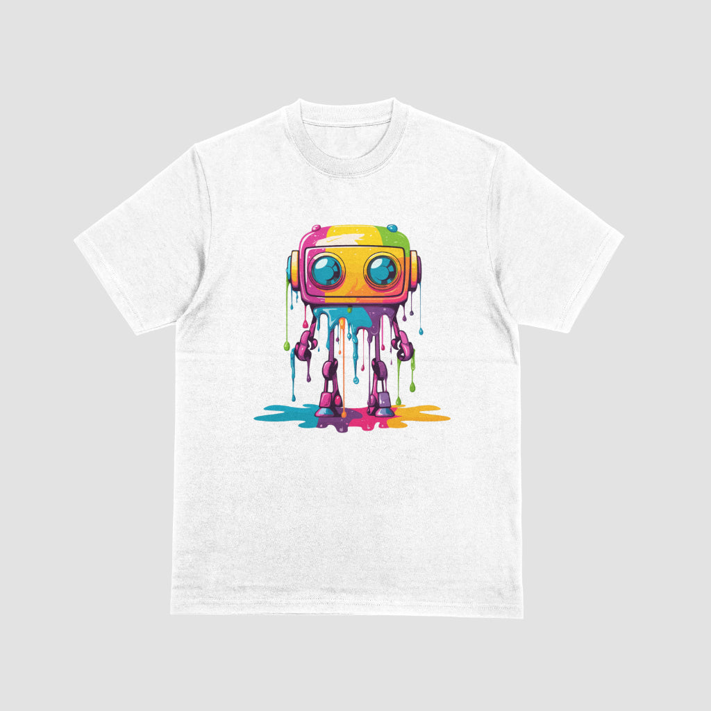 Watercolor Robot White Kids Tshirt