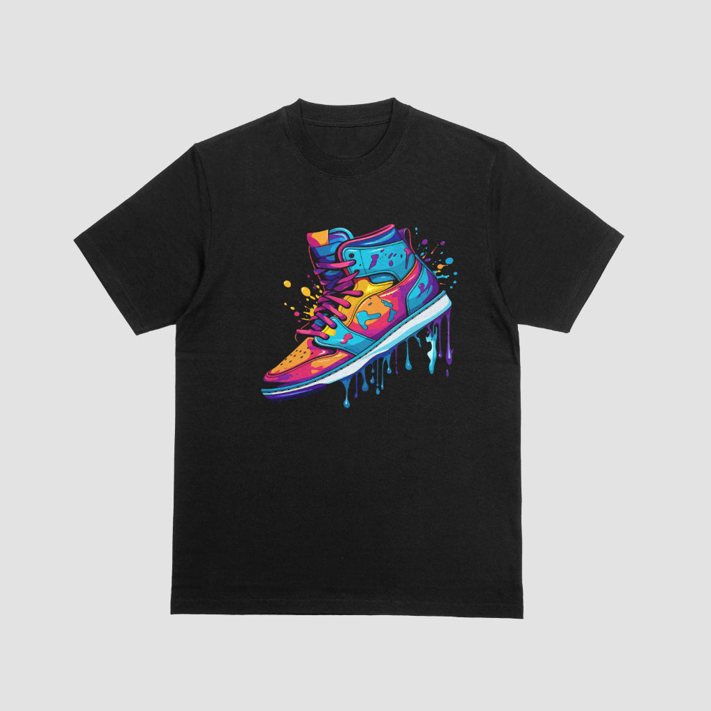 Watercolor Sneaker Black Kids Tshirt