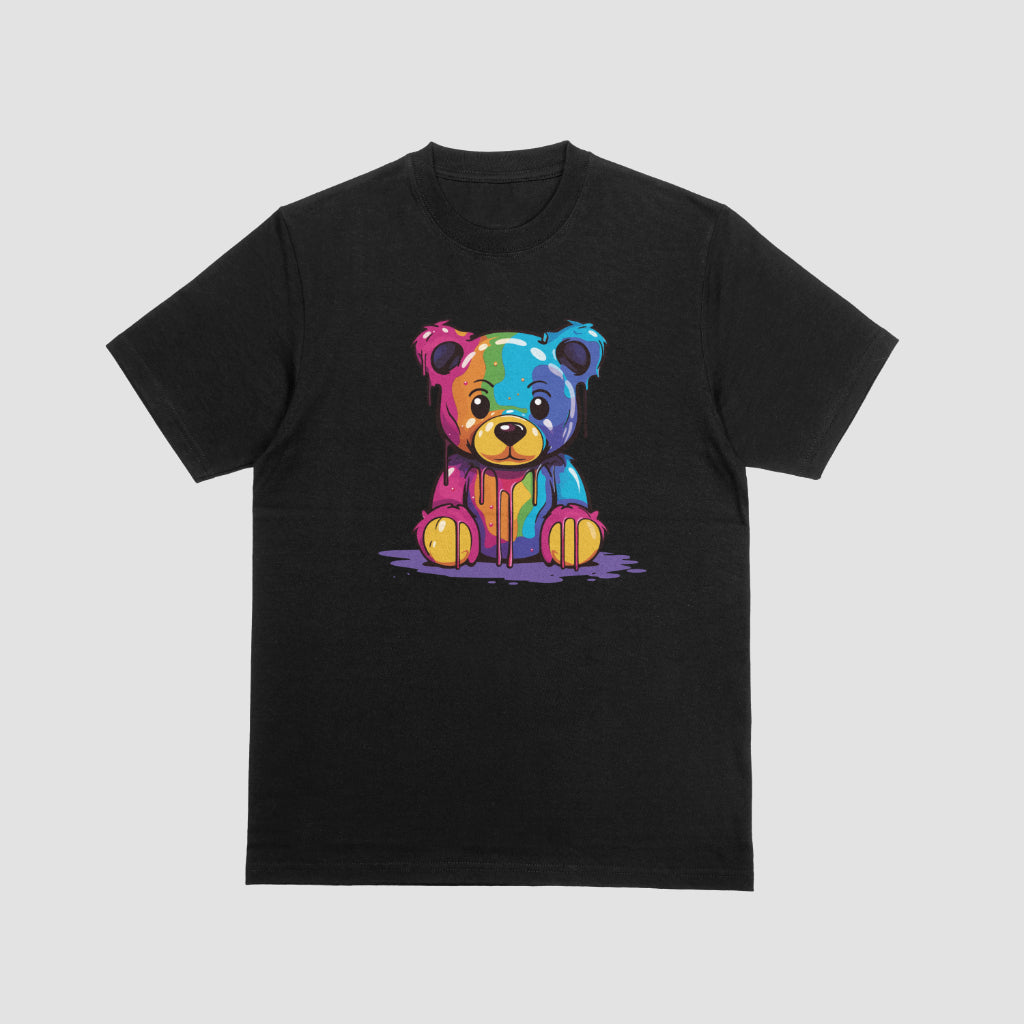 Watercolor Teddybear Black Kids Tshirt