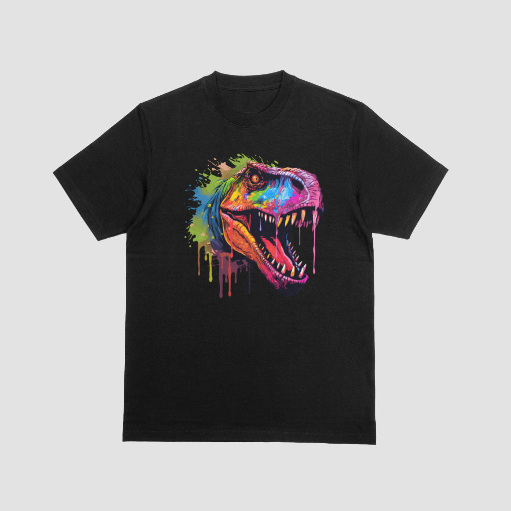 Watercolor Trex Black Kids Tshirt