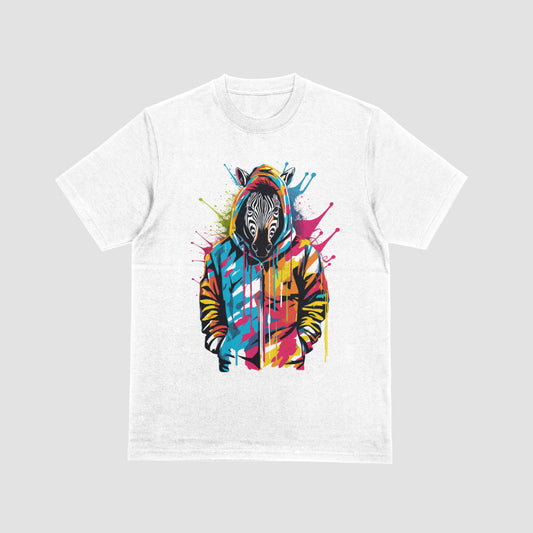 Watercolor Zebra In A Jacket White Kids Tshirts