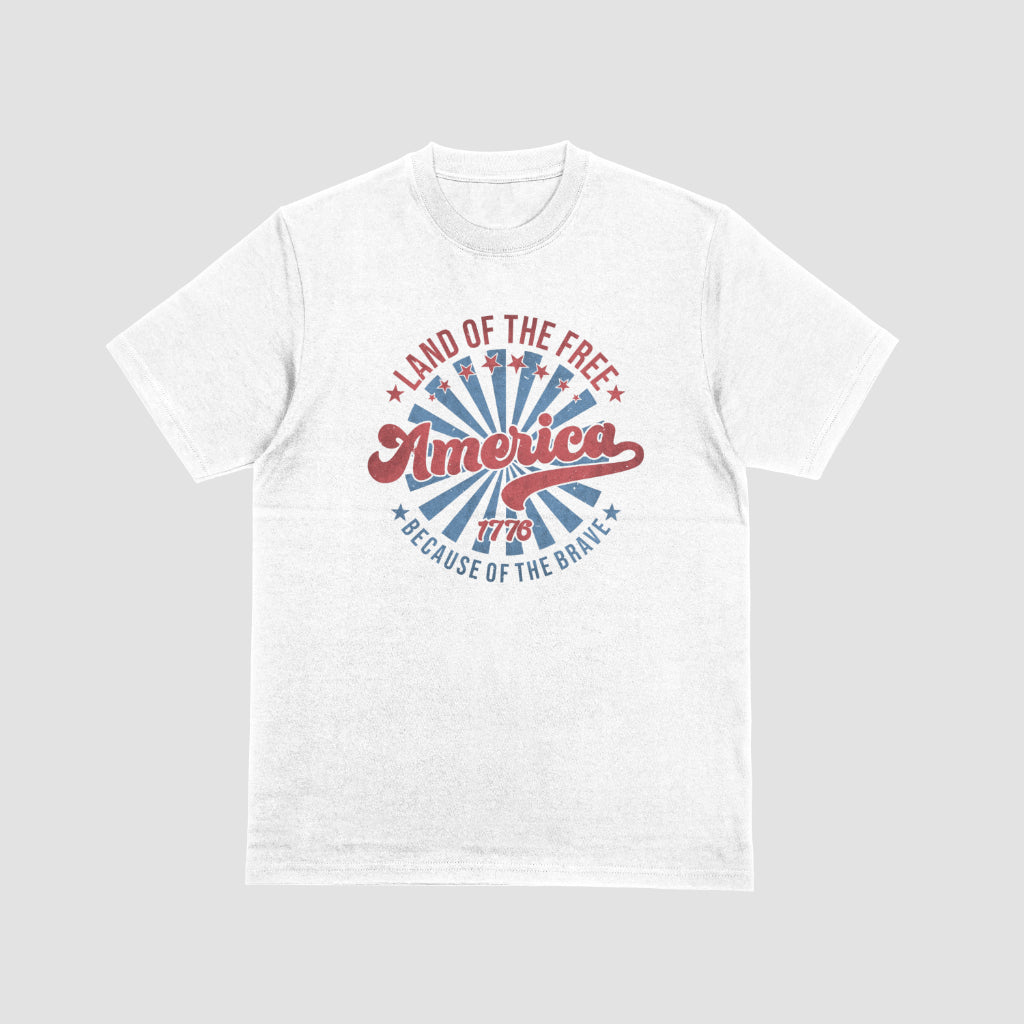 Land Of The Free America White Tshirt