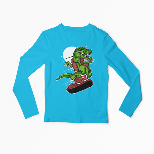 Dino Snow Rider Men Long Sleeve Tshirt