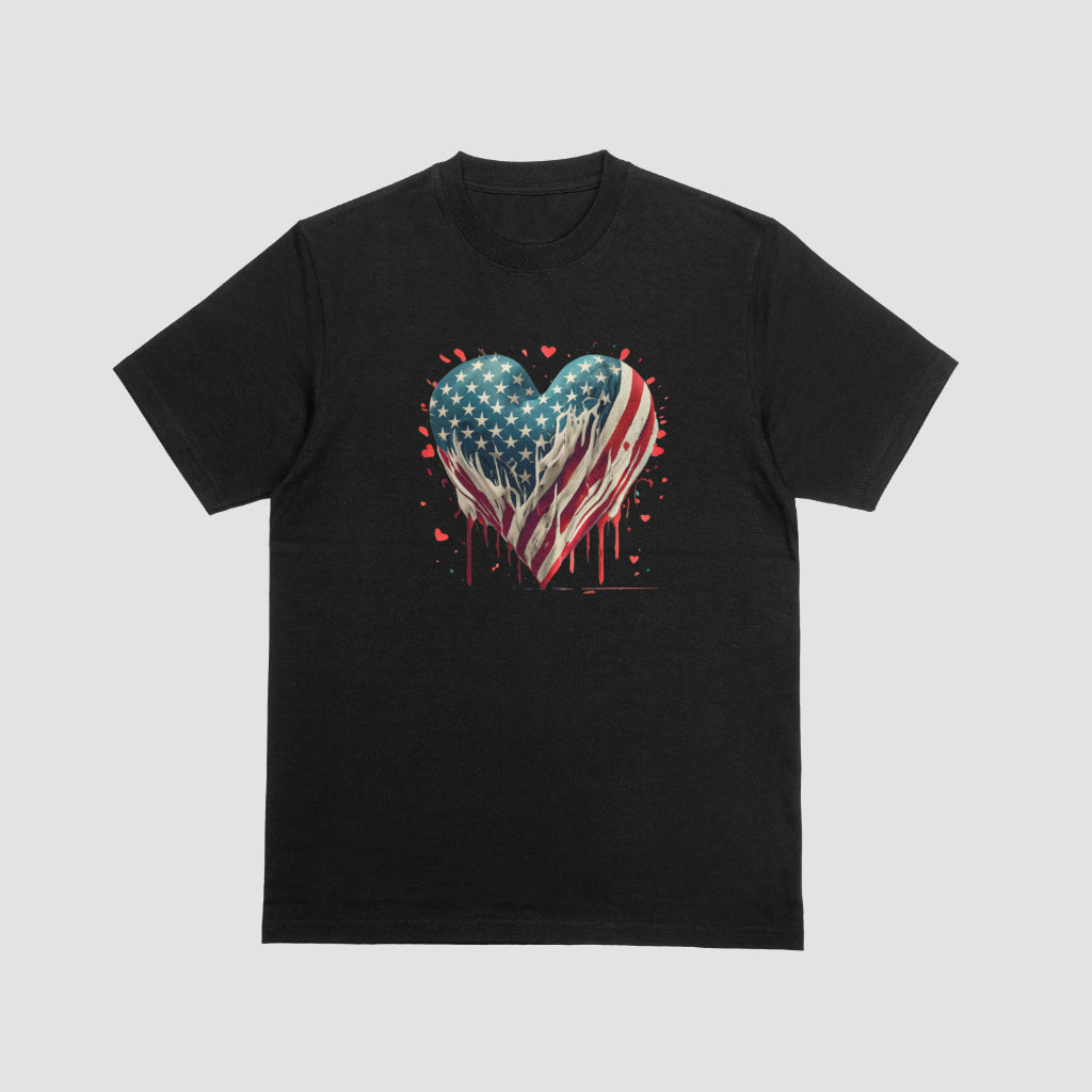 Watercolor American Flag Heart Tshirt