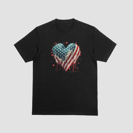 Watercolor American Flag Heart Tshirt