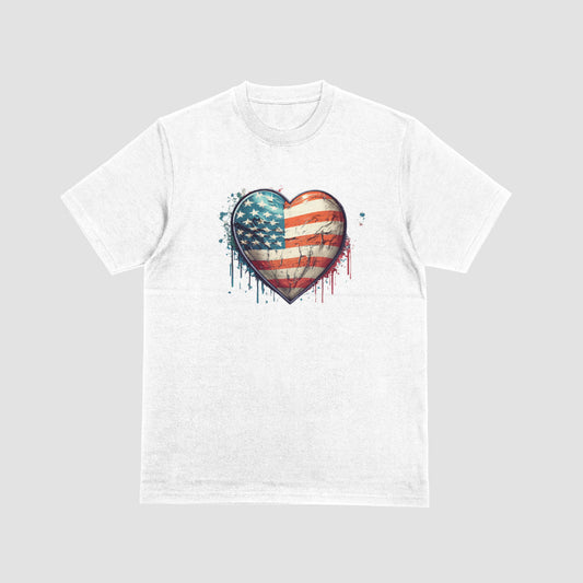 Watercolor American Heart Tshirt