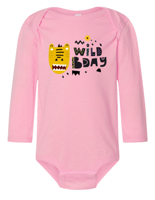 Wild Bday Long Sleeve Baby Onesie