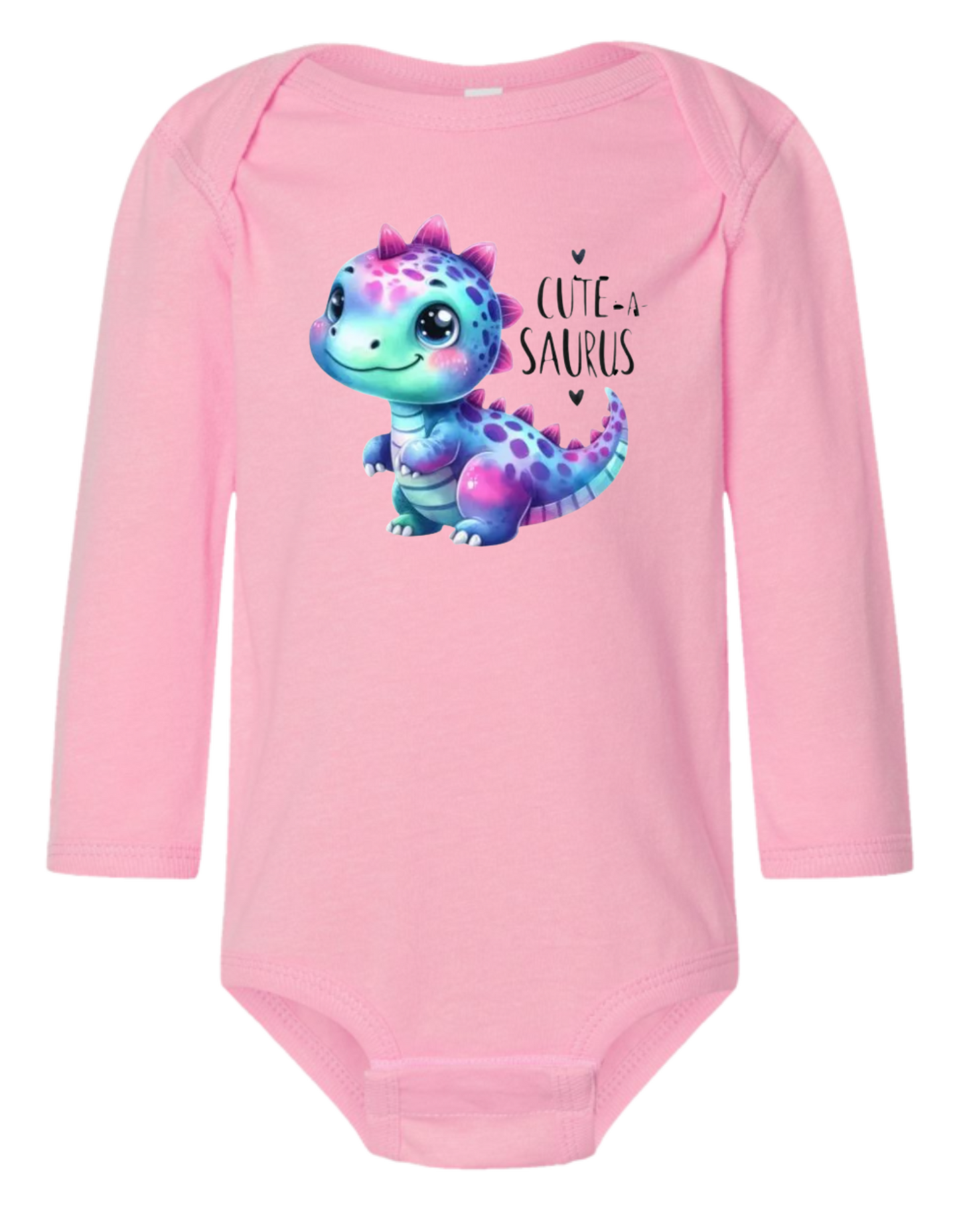 Cute A Saurus Long Sleeve Baby Onesie