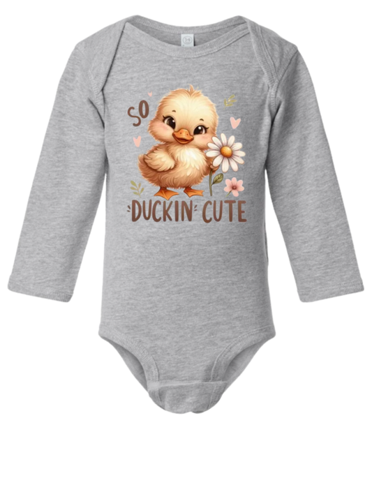 So Ducking Cute Long Sleeve Baby Onesie