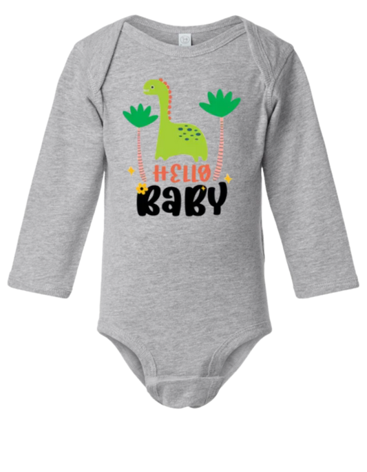 Hello Baby Long Sleeve Baby Onesie