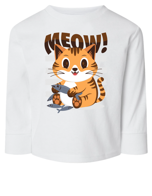 Meow Long Sleeve Toddler Tshirt