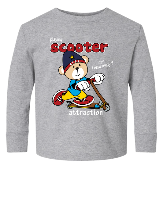 Playing Scooter Long Sleeve Toddler Tshirt