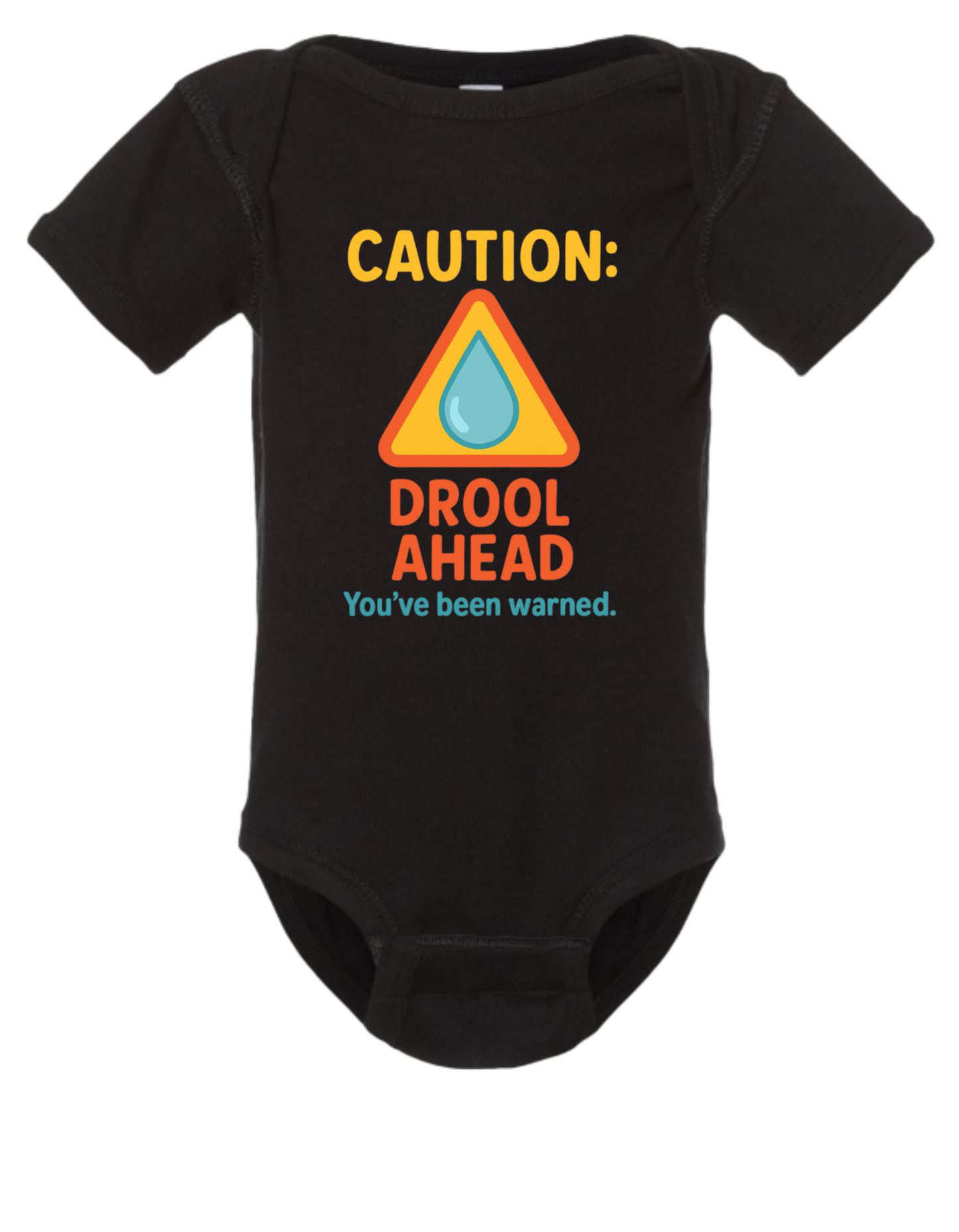 Caution Drool Head Short Sleeve Baby Onesie
