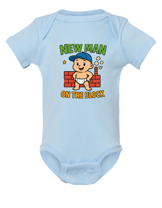 New Man Short Sleeve Baby Onesie
