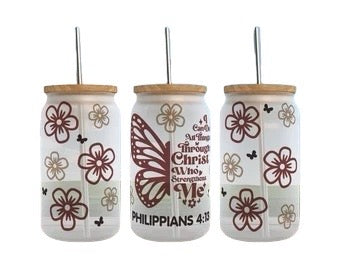 Christian Butterfly Glass Tumbler