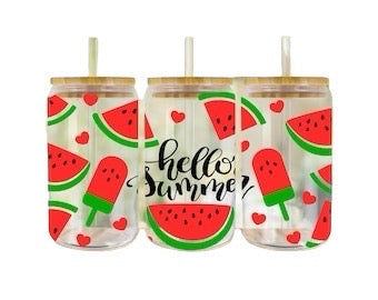 Hello Summer Watermelon Glass Tumbler