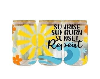 Sunrise Sunburn Sunset Glass Tumbler