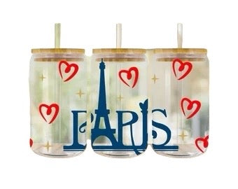 Paris Hearts Glass Tumbler